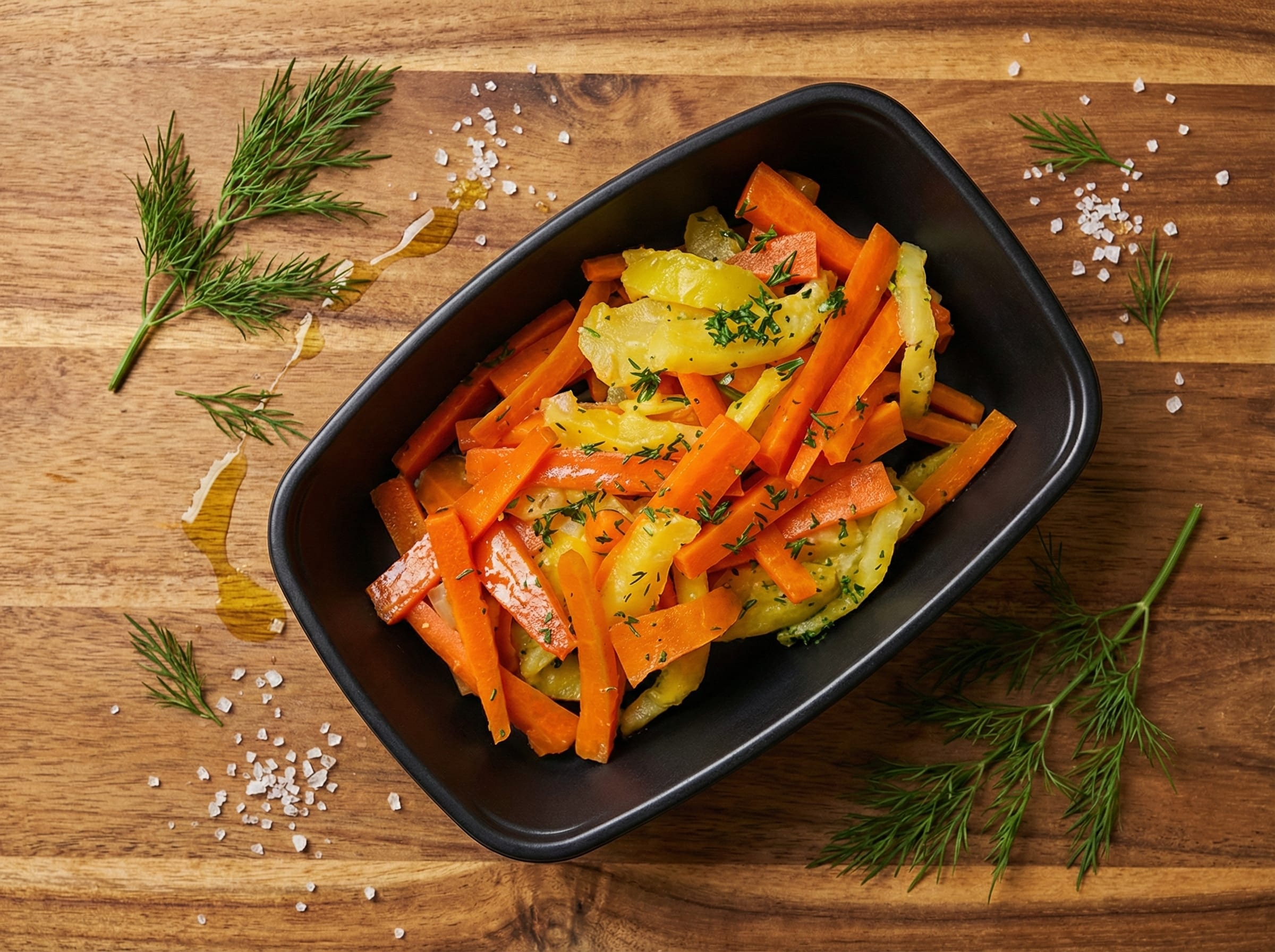 Pineapple and carrot salad packaged for takeout
